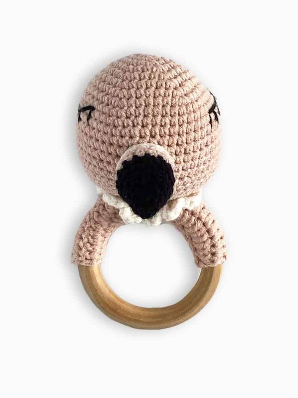 birlik1952 amigurumi oyuncak baby cotton toys rattle teat hanger flamingo
