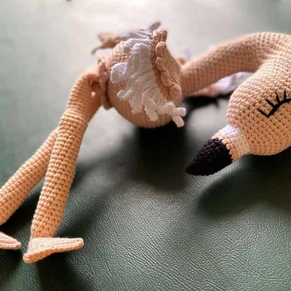 birlik1952 amigurumi çıngırak diş kaşıyıcı emzik askısı oyuncak baby cotton toys rattle teat hanger flamingo