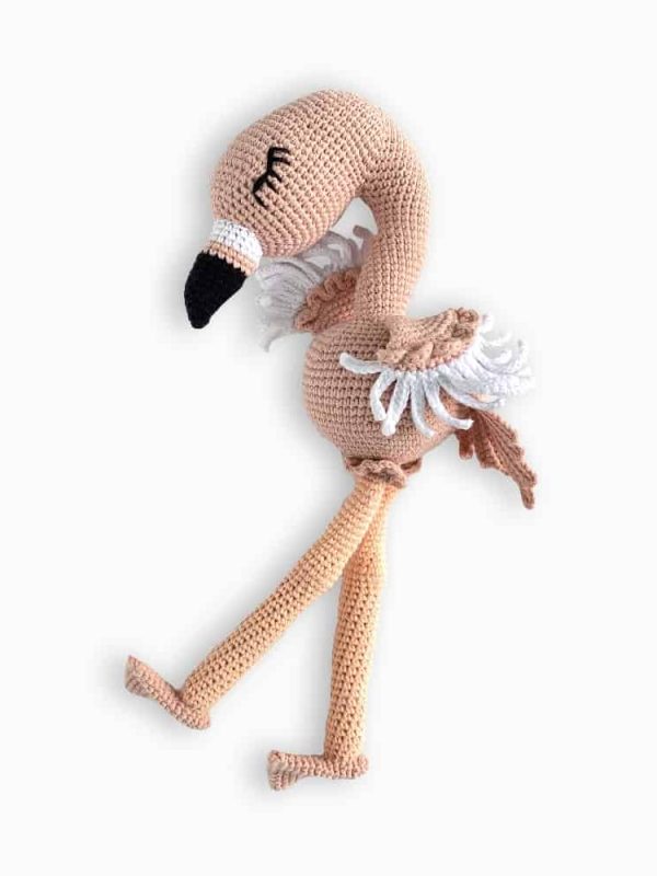 birlik1952 amigurumi çıngırak diş kaşıyıcı emzik askısı oyuncak baby cotton toys rattle teat hanger flamingo