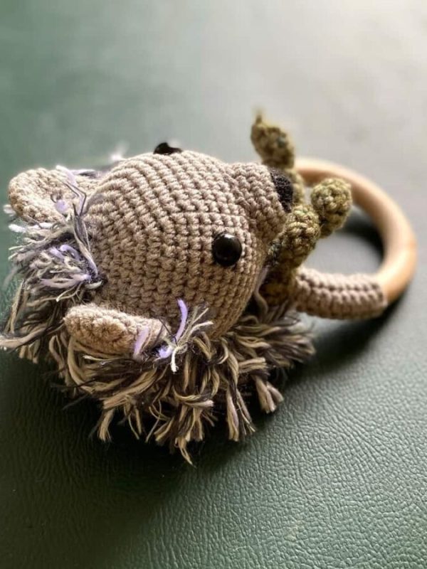 birlik1952 amigurumi çıngırak diş kaşıyıcı emzik askısı oyuncak baby cotton toys rattle teat hanger hedgehog kirpi