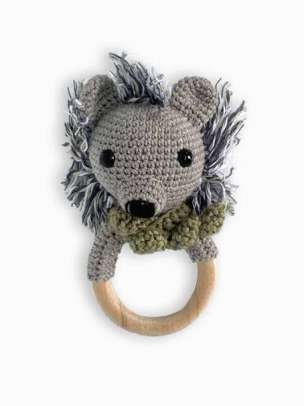 birlik1952 amigurumi çıngırak diş kaşıyıcı emzik askısı oyuncak baby cotton toys rattle teat hanger hedgehog kirpi