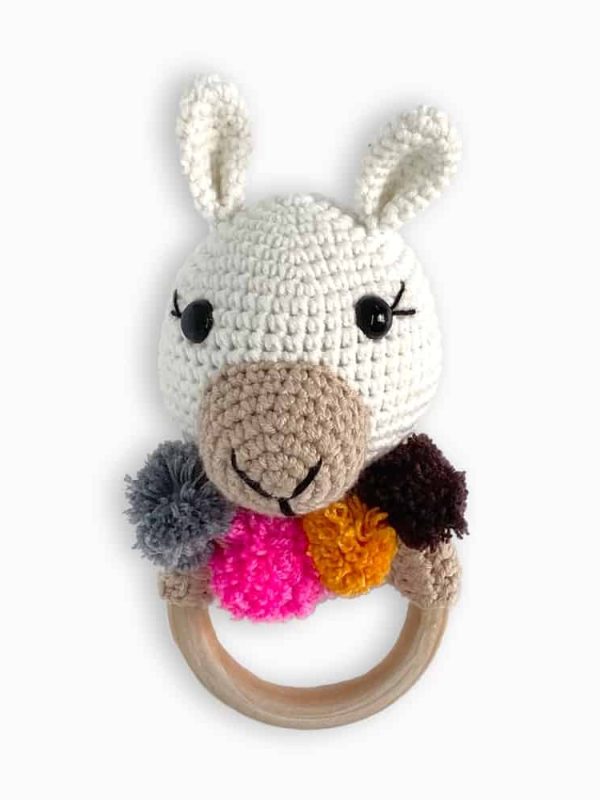 birlik1952 amigurumi çıngırak diş kaşıyıcı emzik askısı oyuncak baby cotton toys rattle teat hanger lama