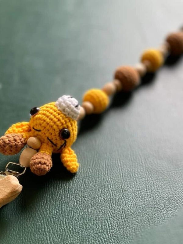birlik1952 amigurumi çıngırak diş kaşıyıcı emzik askısı oyuncak baby cotton toys rattle teat hanger giraffe zürafa