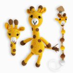 birlik1952 amigurumi çıngırak diş kaşıyıcı emzik askısı oyuncak baby cotton toys rattle teat hanger giraffe zürafa