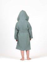 birlik1952 ipliq crinkle krinkle 4 kat multi double muslin müslin bathrobe bebek çocuk bornoz green yeşil