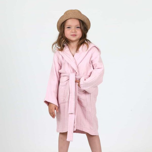 birlik1952 ipliq crinkle krinkle 4 kat multi double muslin müslin bathrobe bebek çocuk bornoz pembe pink