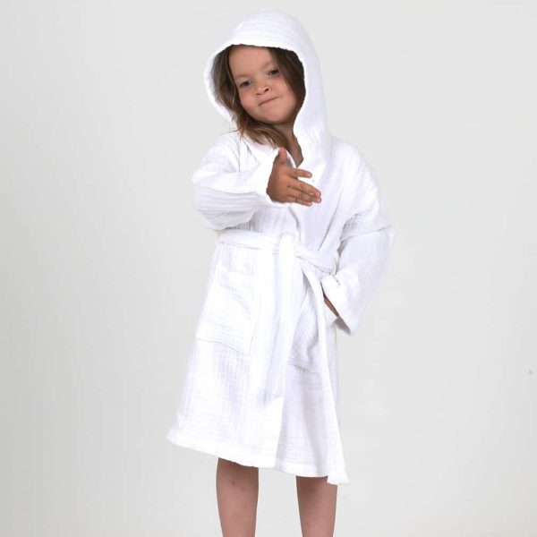birlik1952 ipliq crinkle krinkle 4 kat multi double muslin müslin bathrobe bebek çocuk bornoz white beyaz