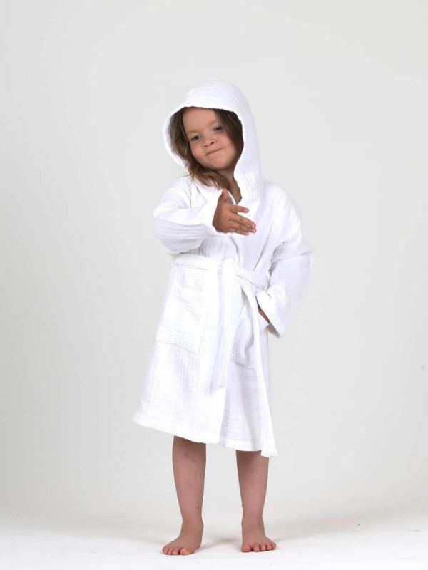 birlik1952 ipliq crinkle krinkle 4 kat multi double muslin müslin bathrobe bebek çocuk bornoz white beyaz