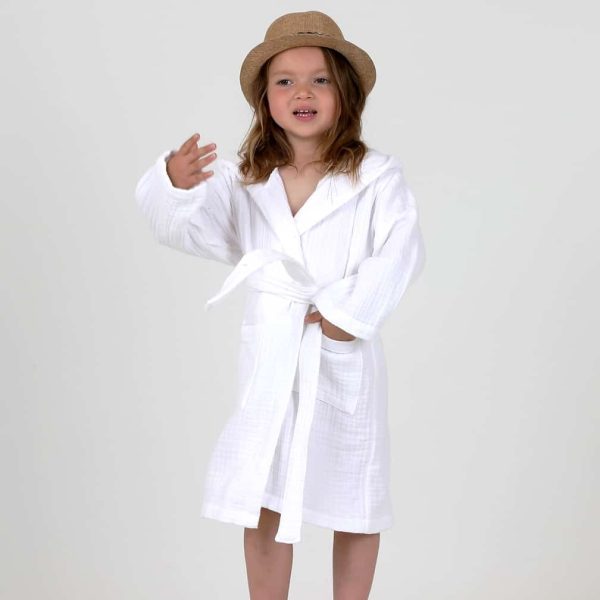 birlik1952 ipliq crinkle krinkle 4 kat multi double muslin müslin bathrobe bebek çocuk bornoz white beyaz