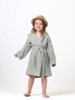 birlik1952 ipliq muslin müslin bathrobe bebek çocuk bornoz adaçayı yeşil green