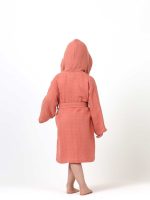 birlik1952 ipliq muslin müslin bathrobe bebek çocuk bornoz terracota red