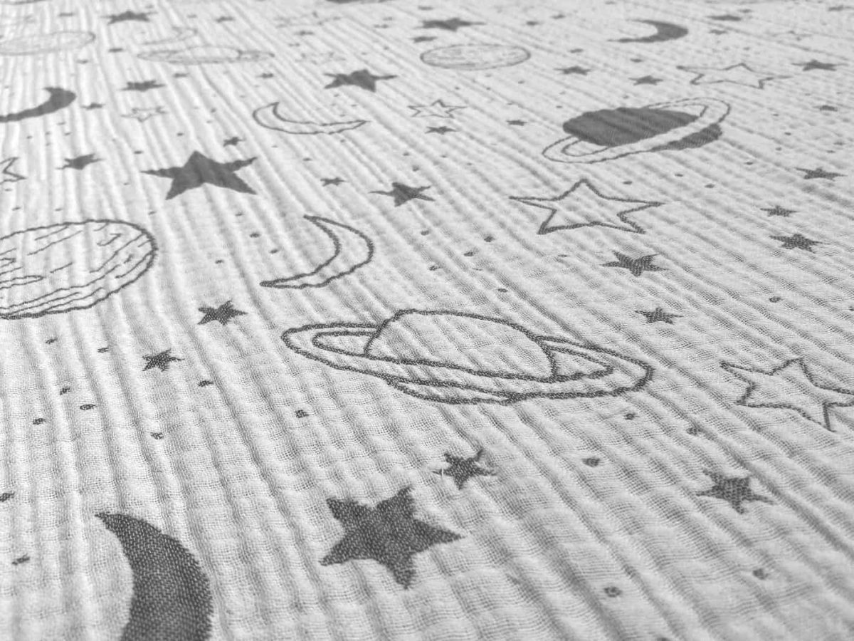 birlik1952 jakarlı dokuma çift taraflı desenli multi 4 kat double muslin müslin crinkle krinkle kumaş fabric planet uzay gri grey anthracite antrasit