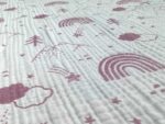 birlik1952 jakarlı dokuma çift taraflı desenli multi 4 kat double muslin müslin crinkle krinkle kumaş fabric gökkuşağı rainbow pink pembe