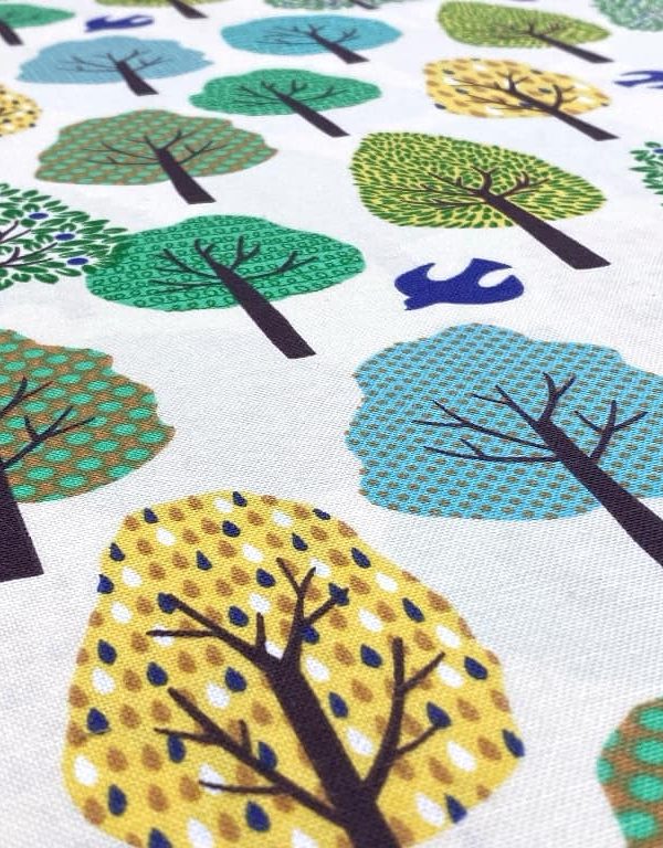 birlik1952 duck kumaş panama keteni zefir fabric masa örtüsü döşemelik kırlent kumaşı fil kulağı rengarenk ağaçlar tree