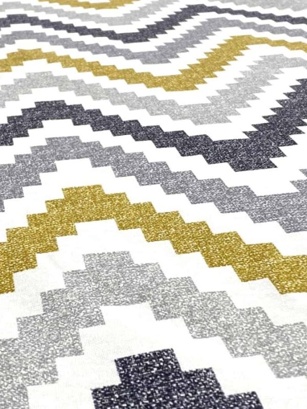 birlik1952 duck kumaş panama keteni zefir fabric masa örtüsü döşemelik kırlent kumaşı zigzag tırtık yellow sarı