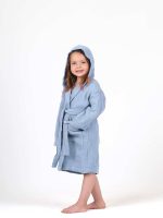 birlik1952 ipliq lunanino cocuk baby child 4 kat double crinkle krinkle multi muslin bathrobe bath textile bornoz blue