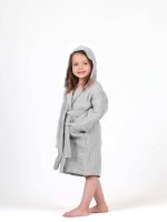 birlik1952 ipliq lunanino cocuk baby child 4 kat double crinkle krinkle multi muslin bathrobe bath textile bornoz grey