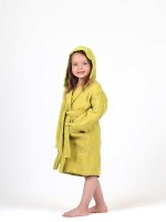 birlik1952 ipliq lunanino cocuk baby child 4 kat double crinkle krinkle multi muslin bathrobe bath textile bornoz mustard yellow