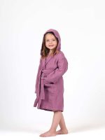 birlik1952 ipliq lunanino cocuk baby child 4 kat double crinkle krinkle multi muslin bathrobe bath textile bornoz Old rose purple