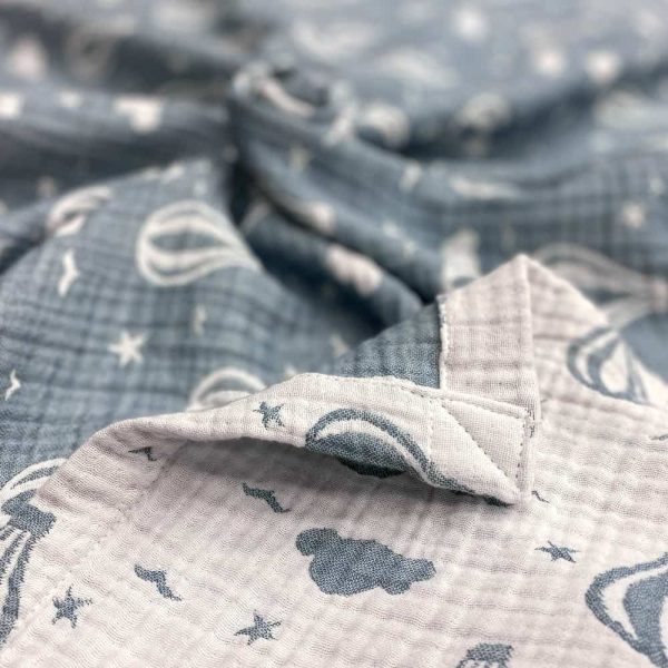 birlik1952 jakarlı battaniye jacquard swaddle blanket 4 müslin gauze layer muslin crinkle krinkle soft cotton baloon balon mavi blue