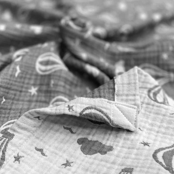 birlik1952 jakarlı battaniye jacquard swaddle blanket 4 müslin gauze layer muslin crinkle krinkle soft cotton baloon balon gri antrasit