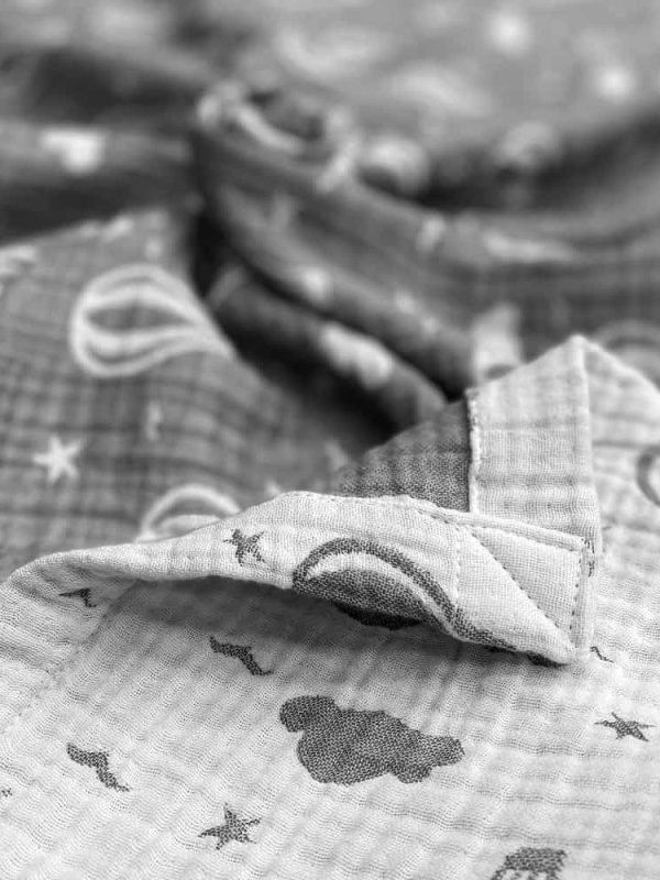 birlik1952 jakarlı battaniye jacquard swaddle blanket 4 müslin gauze layer muslin crinkle krinkle soft cotton baloon balon gri antrasit