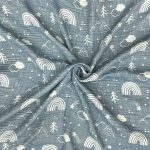 birlik1952 jakarlı battaniye jacquard swaddle blanket 4 müslin gauze layer muslin crinkle krinkle soft cotton rainbow gökkuşağı mavi blue