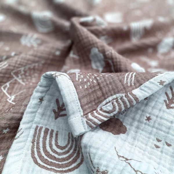 birlik1952 jakarlı battaniye jacquard swaddle blanket 4 müslin gauze layer muslin crinkle krinkle soft cotton rainbow gökkuşağı pembe pink