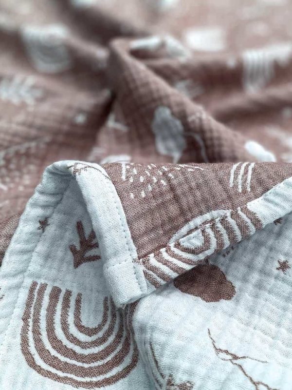 birlik1952 jakarlı battaniye jacquard swaddle blanket 4 müslin gauze layer muslin crinkle krinkle soft cotton rainbow gökkuşağı pembe pink