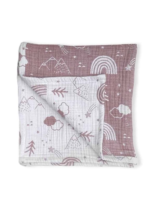 birlik1952 jakarlı battaniye jacquard swaddle blanket 4 müslin gauze layer muslin crinkle krinkle soft cotton rainbow gökkuşağı pembe pink