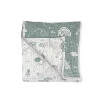 birlik1952 jakarlı battaniye jacquard swaddle blanket 4 müslin gauze layer muslin crinkle krinkle soft cotton rainbow gökkuşağı sage green yeşil