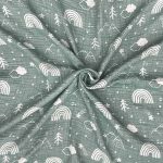 birlik1952 jakarlı battaniye jacquard swaddle blanket 4 müslin gauze layer muslin crinkle krinkle soft cotton rainbow gökkuşağı sage green yeşil