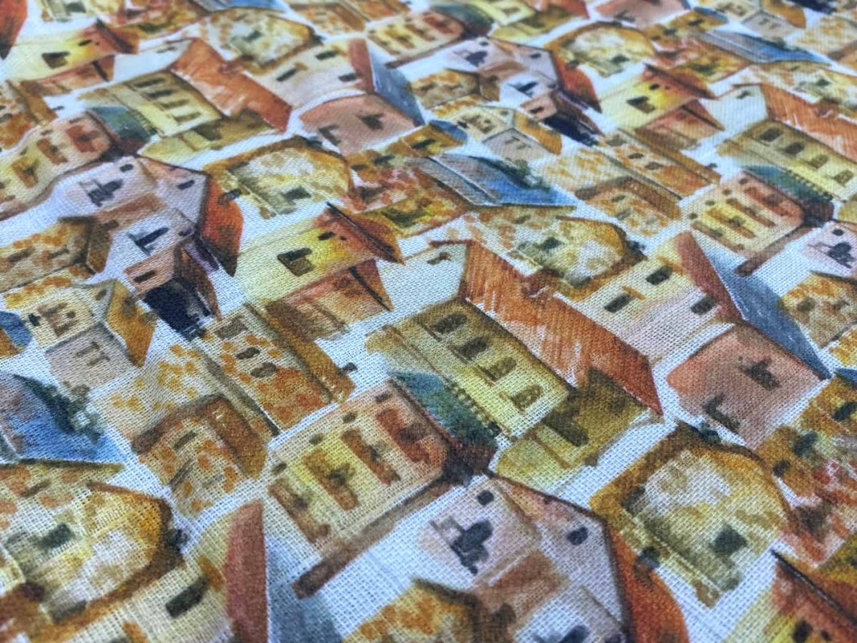 birlik1952 müslin digital print dijital baskı kumaş fabric battaniyesi swaddle blanket ancient city