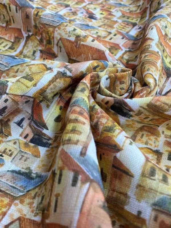 birlik1952 müslin digital print dijital baskı kumaş fabric battaniyesi swaddle blanket ancient city