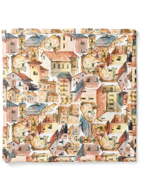 birlik1952 müslin digital print dijital baskı kumaş fabric battaniyesi swaddle blanket ancient city