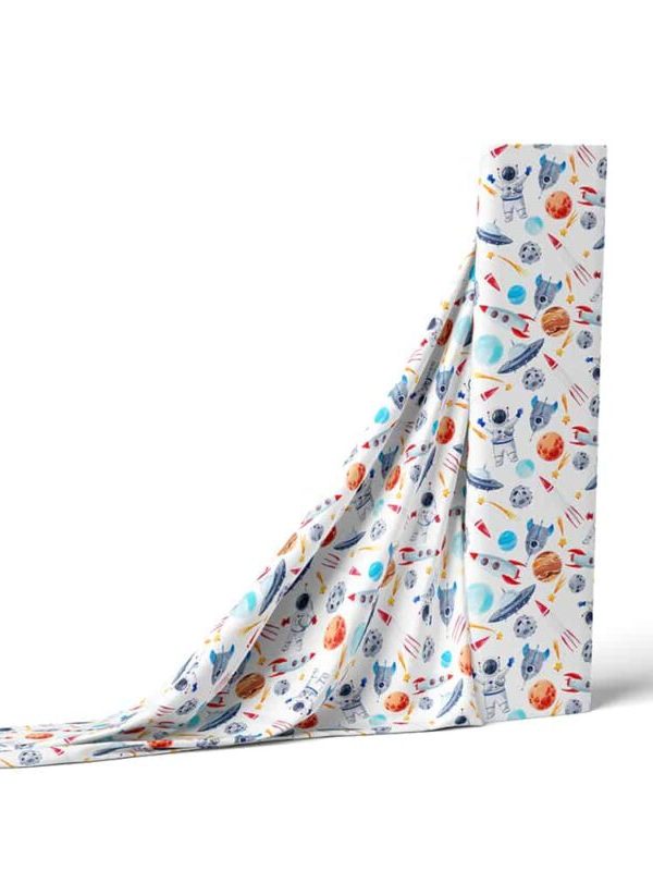 birlik1952 müslin digital print dijital baskı kumaş fabric battaniyesi swaddle blanket uzay planet