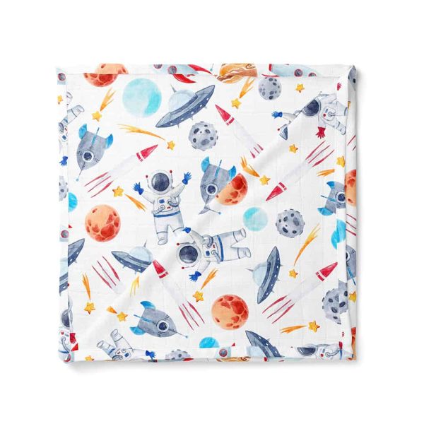 birlik1952 müslin digital print dijital baskı kumaş fabric battaniyesi swaddle blanket uzay planet