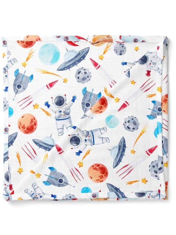 birlik1952 müslin digital print dijital baskı kumaş fabric battaniyesi swaddle blanket uzay planet
