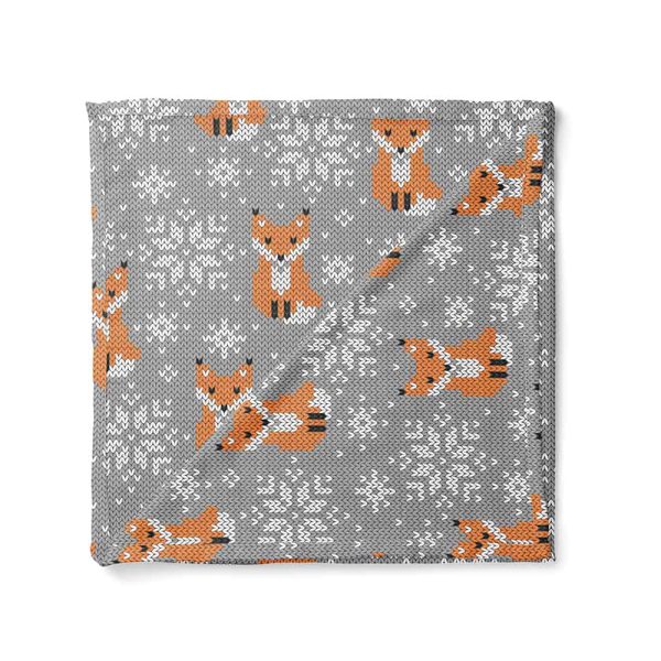 birlik1952 müslin digital print dijital baskı kumaş fabric battaniyesi swaddle blanket fuchs fox tilki nakış emrodiery art