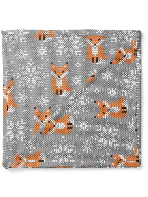 birlik1952 müslin digital print dijital baskı kumaş fabric battaniyesi swaddle blanket fuchs fox tilki nakış emrodiery art