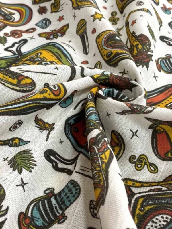 birlik1952 müslin digital print dijital baskı kumaş fabric battaniyesi swaddle blanket graffiti art street