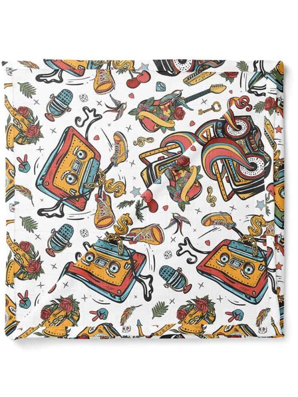 birlik1952 müslin digital print dijital baskı kumaş fabric battaniyesi swaddle blanket graffiti art street