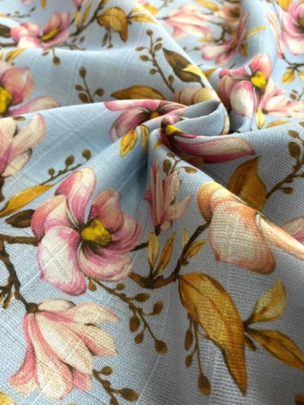 birlik1952 müslin digital print dijital baskı kumaş fabric battaniyesi swaddle blanket magnolia manolya