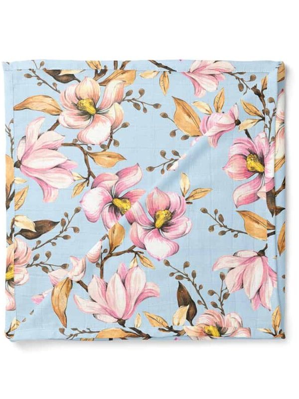 birlik1952 müslin digital print dijital baskı kumaş fabric battaniyesi swaddle blanket magnolia manolya