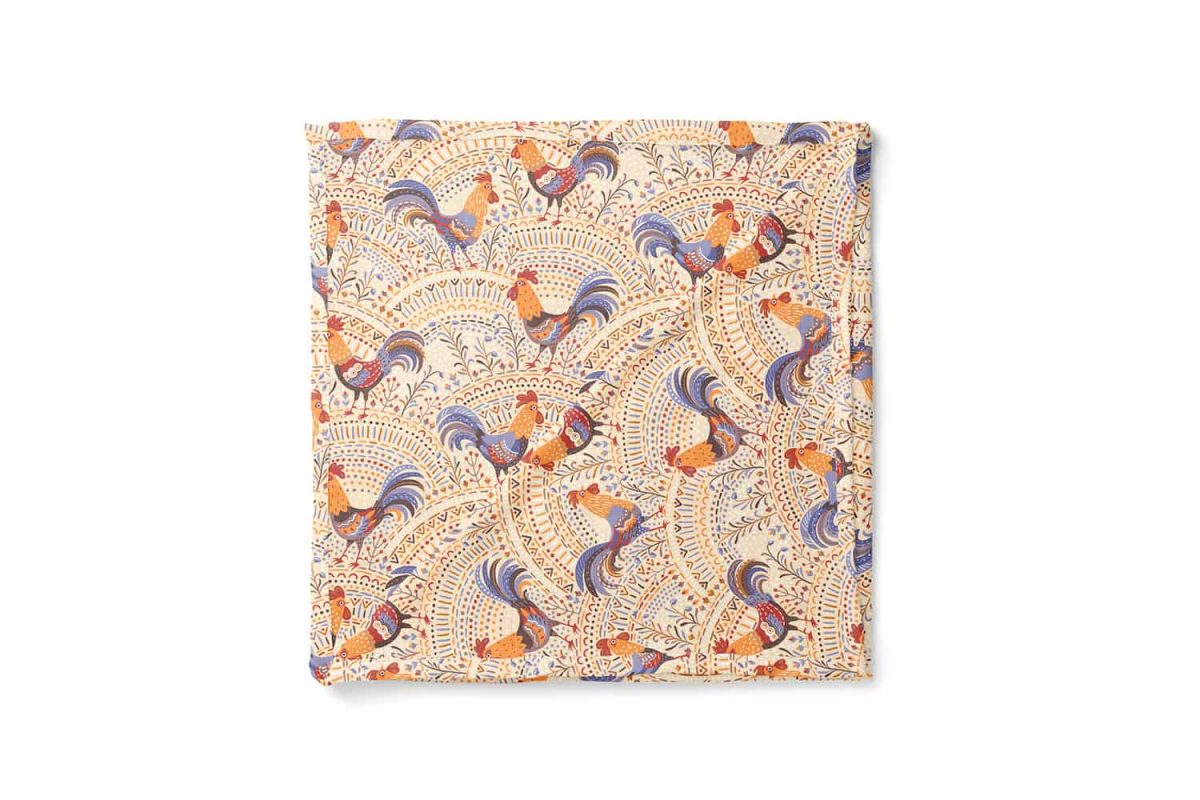 birlik1952 müslin digital print dijital baskı kumaş fabric battaniyesi swaddle blanket rooster horoz