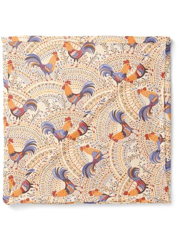 birlik1952 müslin digital print dijital baskı kumaş fabric battaniyesi swaddle blanket rooster horoz