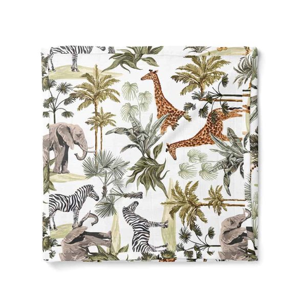 birlik1952 müslin digital print dijital baskı kumaş fabric battaniyesi swaddle blanket tropikal orman forest animals