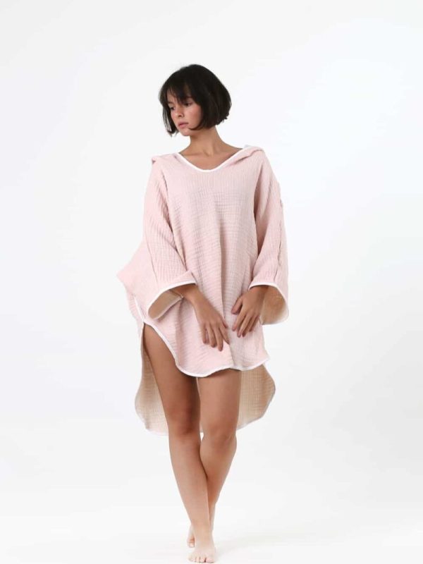 birlik1952 4 layer kat gauze crinkle krinkle 3 kat layer gauze 4 multi double muslin müslin pancho bathrobe turkish whosale panço bornoz pink pembe