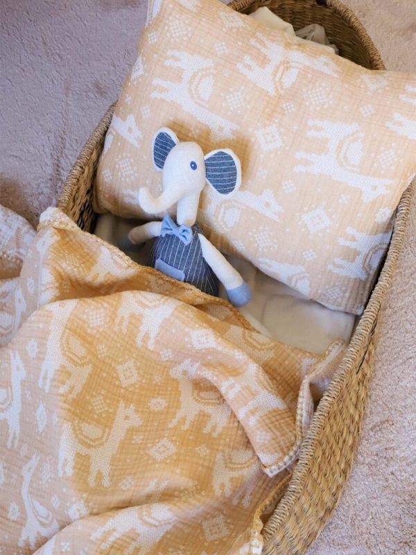 birlik1952 bebek battaniye jakarlı 3 kat müslin three layer jaquard swaddle blanket baby crinkle krinkle muslin fabric cotton lama mustard sarı yellow