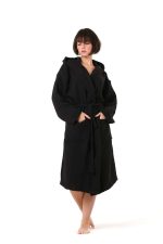 birlik1952 crinkle krinkle 4 kat multi double muslin müslin bathrobe black siyah